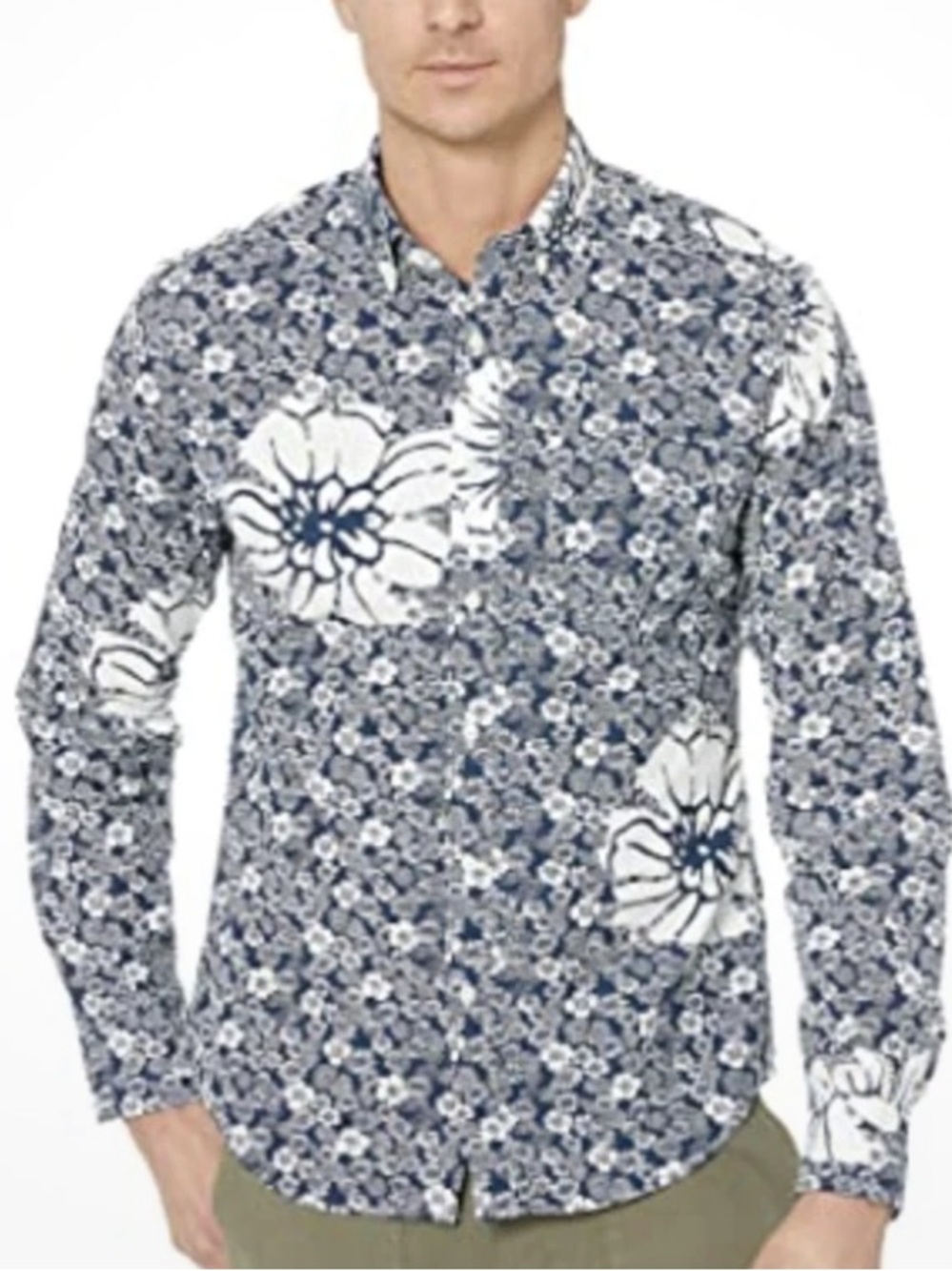 J. Crew Slim Fit Hydrangea Floral Casual Button Down Long Sleeve Shirt Size L